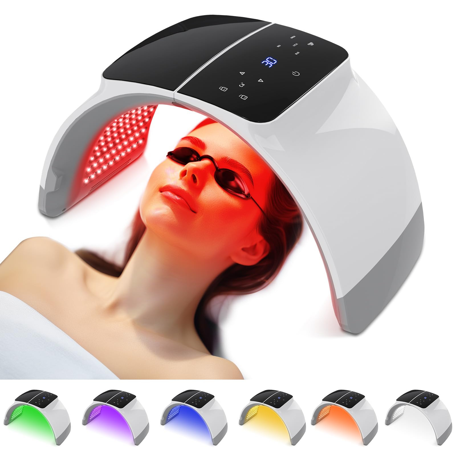 LED Red Light Therapy 7 Colors in 1 Face Mask Light Therapy Machine, Beauty Salon Home Spa Body F... | Amazon (US)