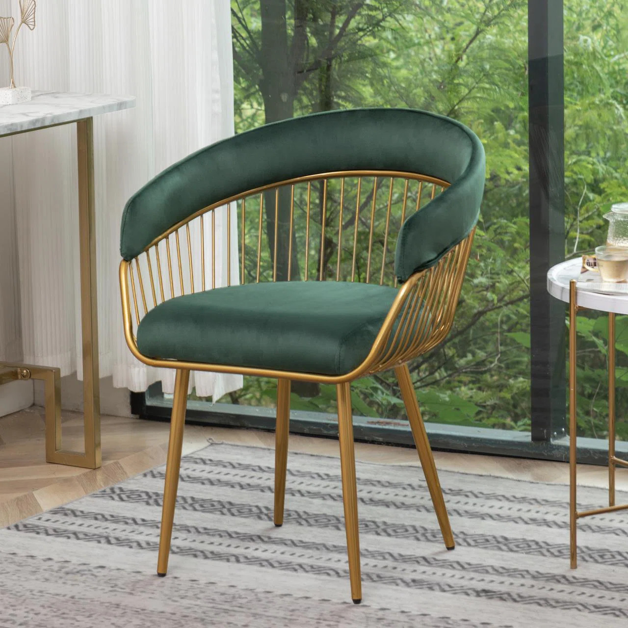 Christle Modern Mid Century Dining Chair, Upholstered Velvet Dining Room Chairs with Metal Legs f... | Wayfair North America