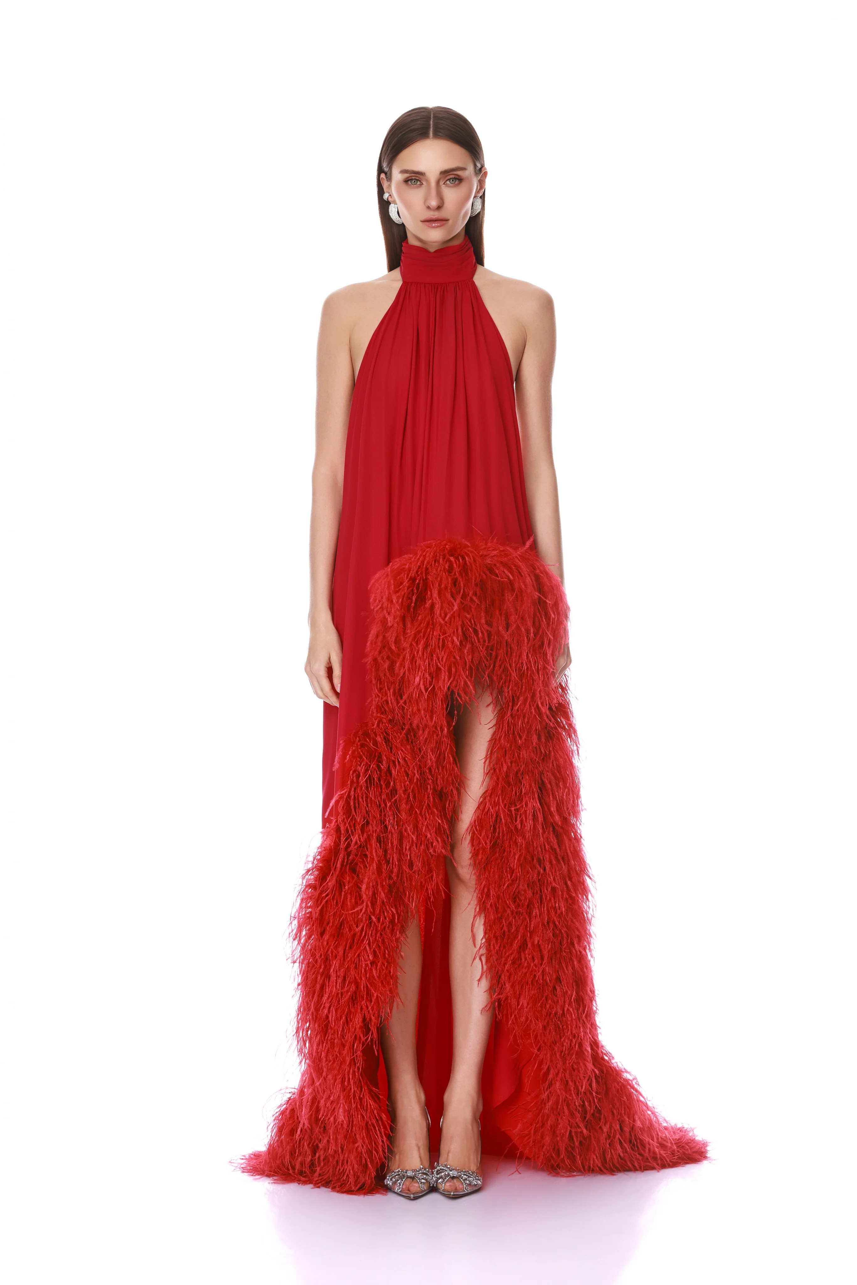 Madeline Halterneck Red Gown | Bronx and Banco