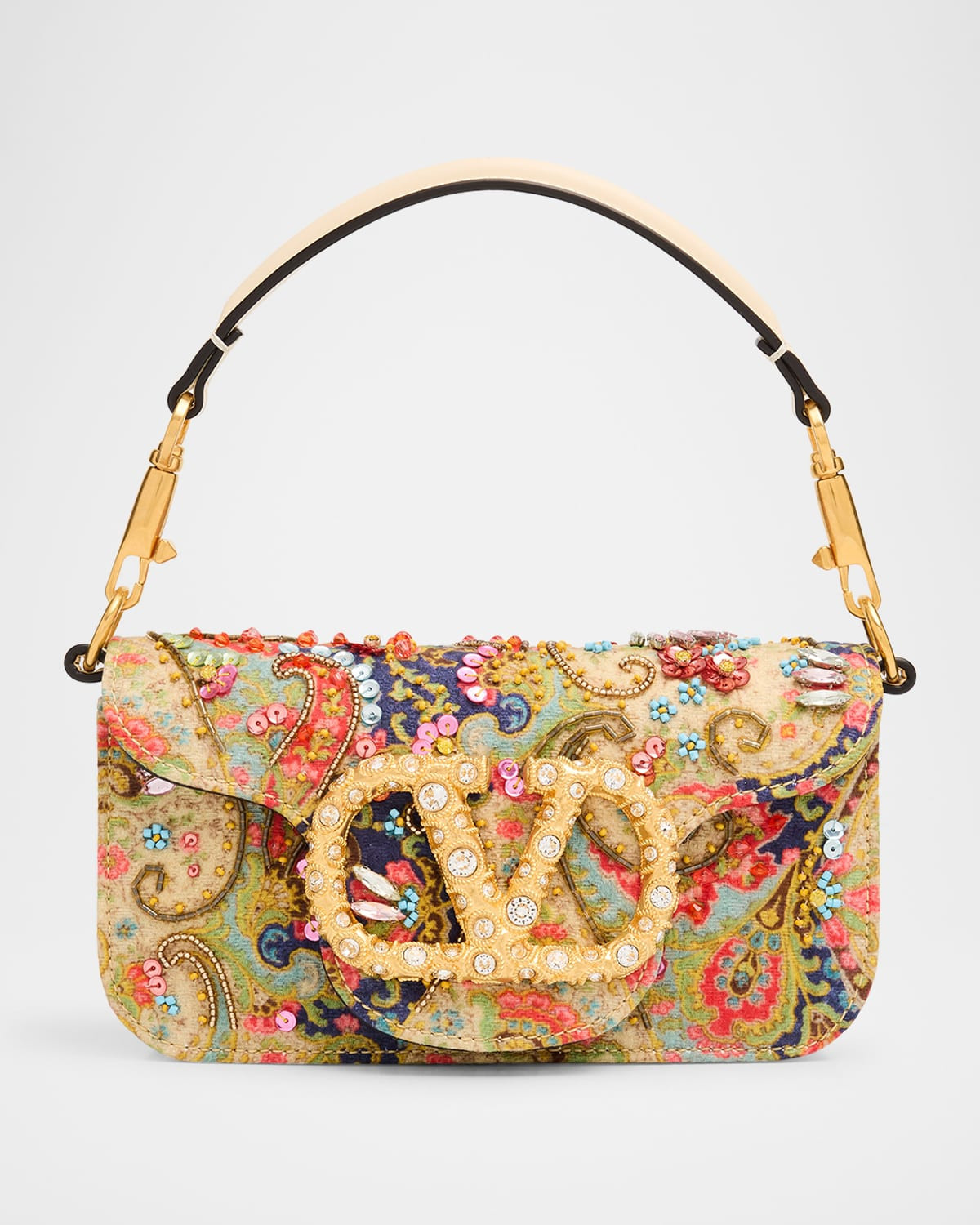 Loco Small VLOGO Paisley Embellished Shoulder Bag | Neiman Marcus