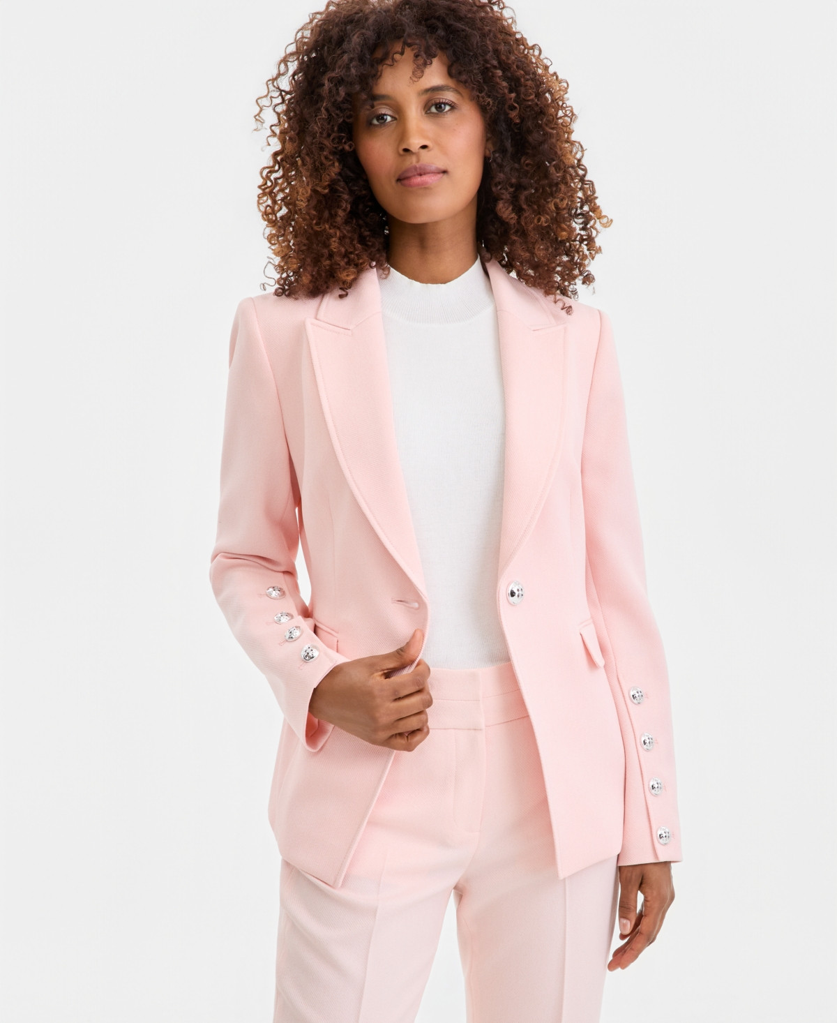 Tahari Asl Women's Twill One-Button Peak-Lapel Blazer - Slipper Pink | Macy's