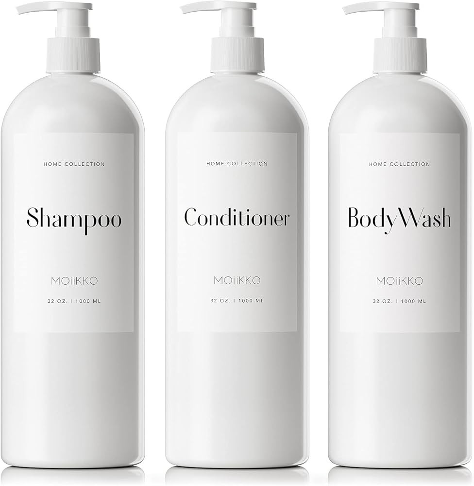 32oz Refillable Shampoo and Conditioner Dispenser Bottles - Set of 3 Empty Shampoo Conditioner Bo... | Amazon (US)