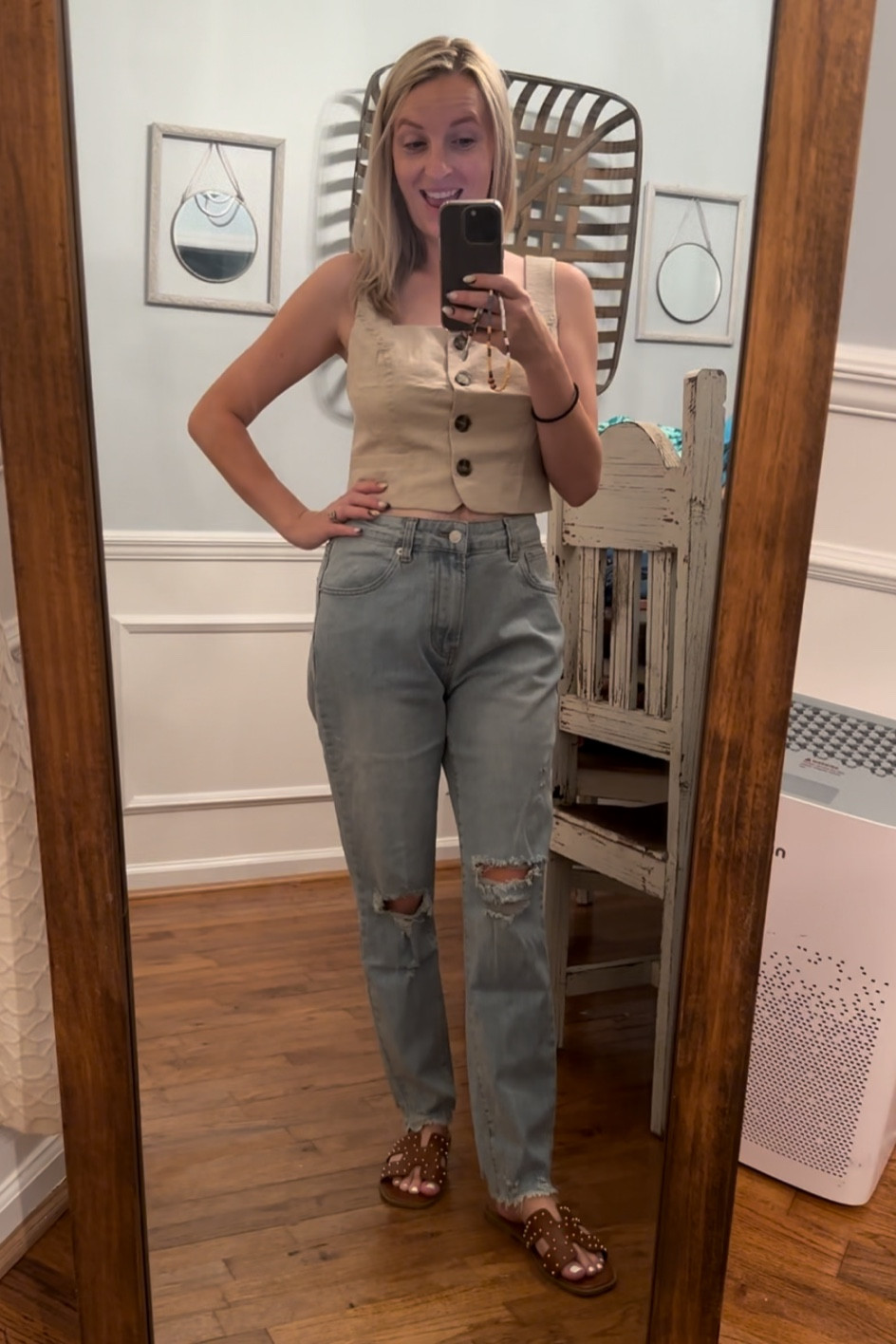 Size small top
Size 26 jeans
5’1
105 lbs