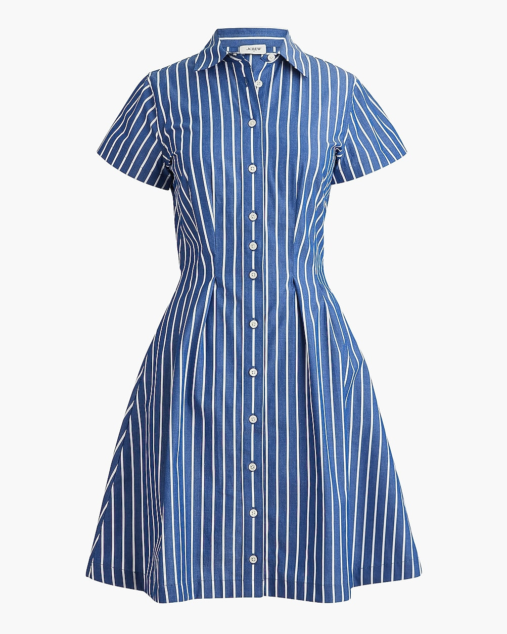 Striped poplin pleated shirt-dress | J.Crew Factory