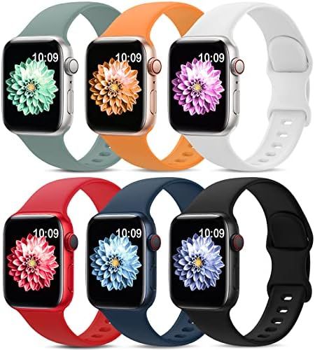6 Pack Sport Bands Compatible with Apple Watch Band 38mm 40mm 41mm 42mm 44mm 45mm,Soft Silicone W... | Amazon (US)