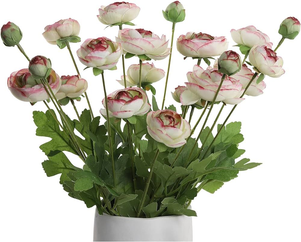 GLSATEMAN Artificial Silk Flowers Persian Buttercup Bicolor Ranunculus Flower 5 Pcs,Suitable for ... | Amazon (US)