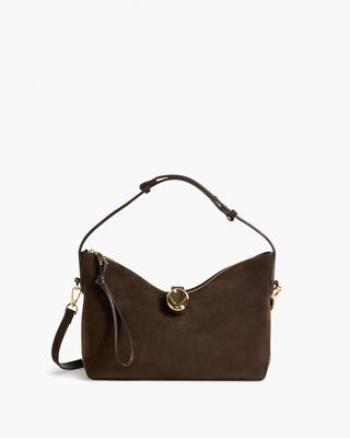 Gaia Handbag Suede Chocolate | Flattered