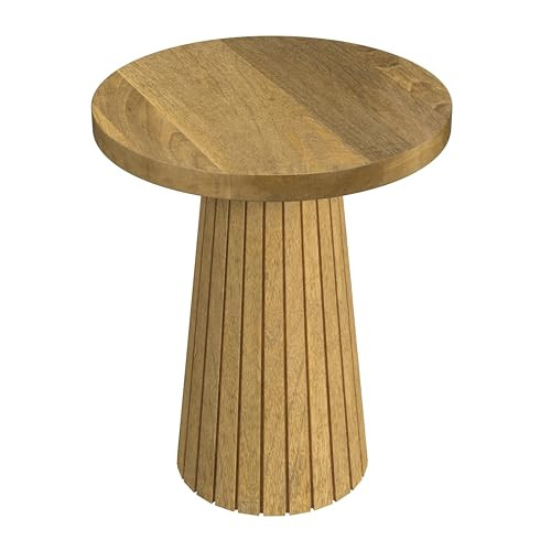 HomePop Natural Mango Wood End/Side Round Table | Amazon (US)