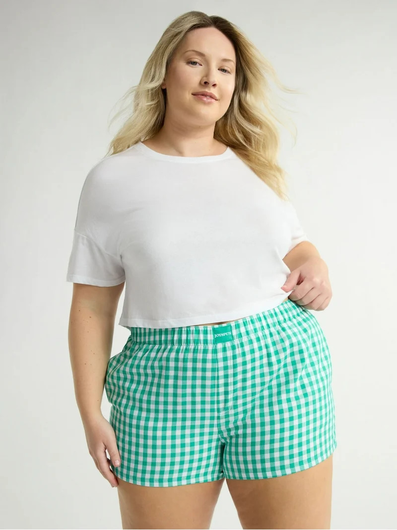 Joyspun Women's Woven Pajama Boxer Shorts, 3'' Inseam, Sizes XS-3X | Walmart (US)