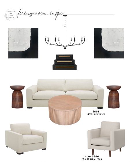 Living room furniture. White sofa modern. Brown side table wooden. Round coffee table fluted. Reeded coffee table modern. White accent chair comfy. Wide accent chair modern. Black abstract art white. Black chandelier vintage. Large black chandelier. Black stacking boxes decor. Coffee table decor. 

#LTKsalealert #LTKhome #LTKFind