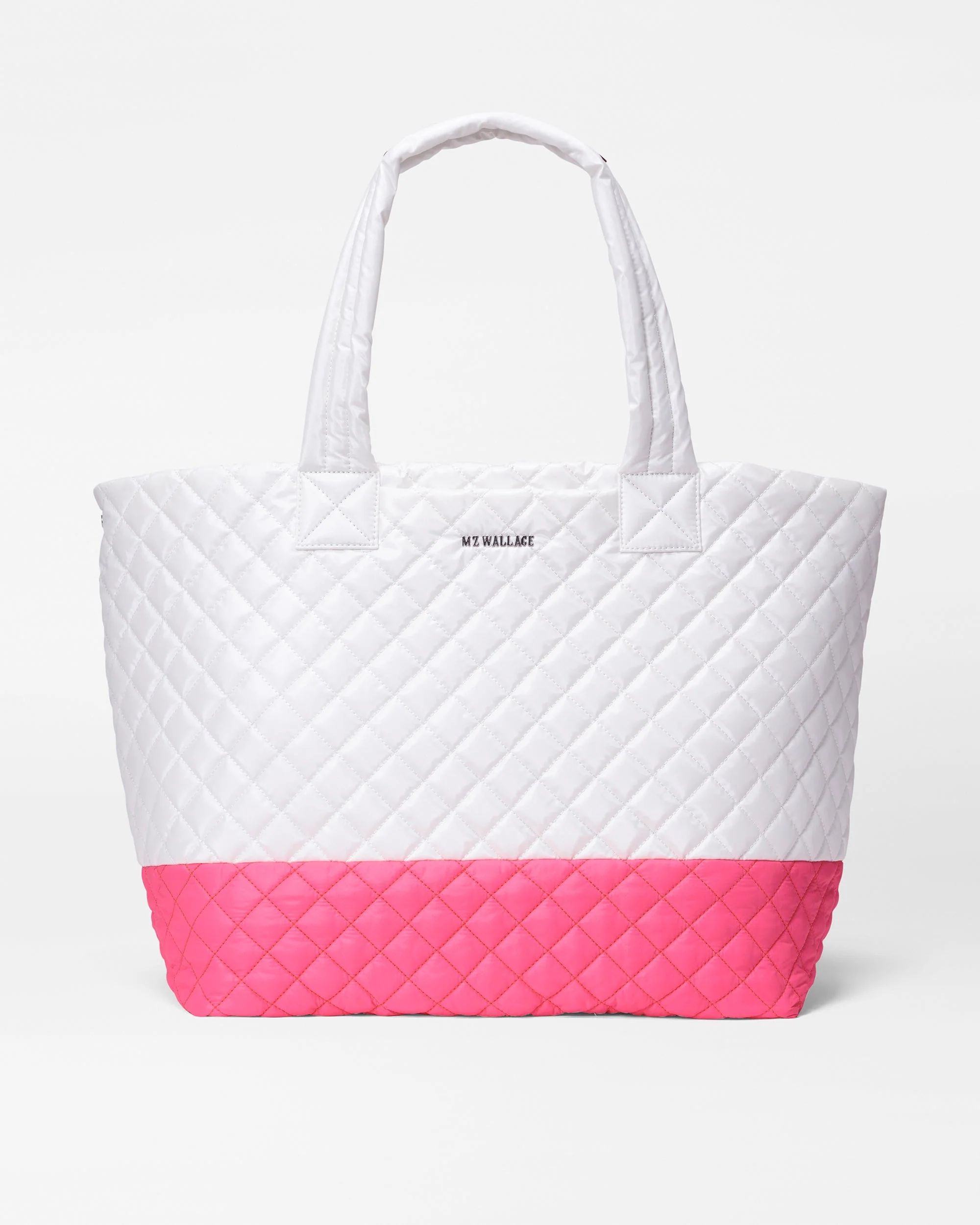 Pearl Metallic and Neon Pink Large Metro Tote Deluxe | MZ Wallace