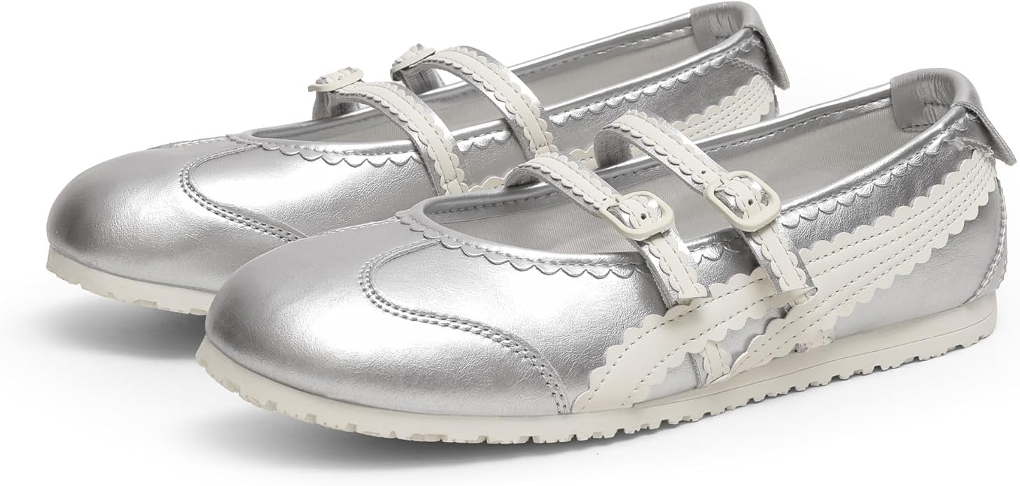 Ballet Sneakers for Women Mary Jane Flats Walking Shoes Slip On with Elastic Straps with Memory F... | Amazon (US)