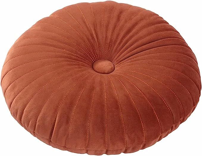 Amazon.com: Round Pillow Cushion for Couch Velvet Decorative Small Throw Pillow Solid Color for L... | Amazon (US)