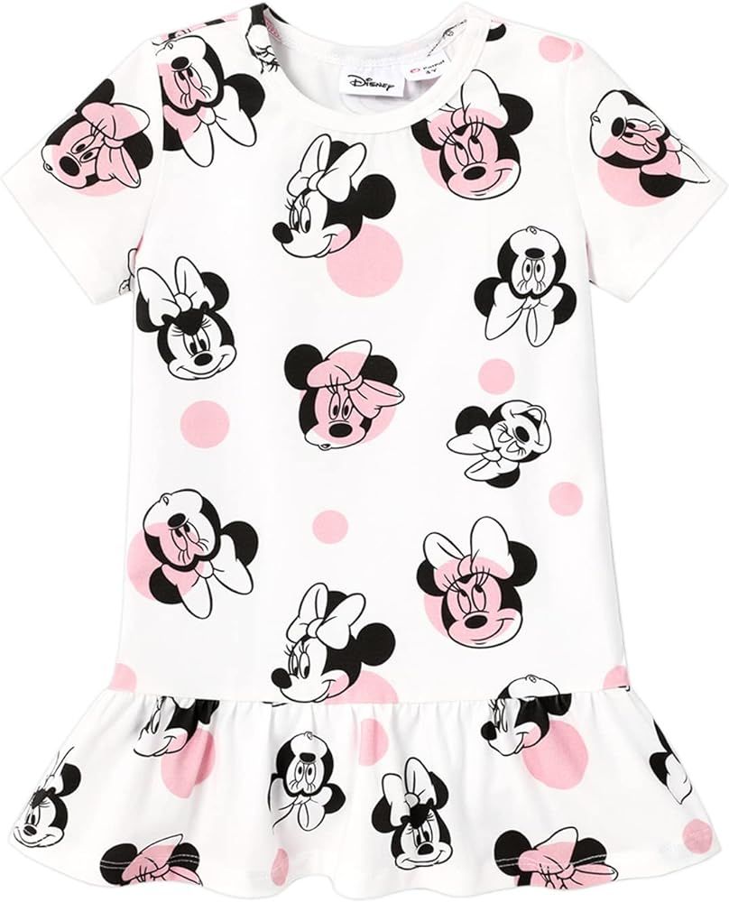Disney Minnie Mouse Dress Toddler Girls Dresses Short Sleeve Ruffle Hem Dress A-line Princess Dre... | Amazon (US)