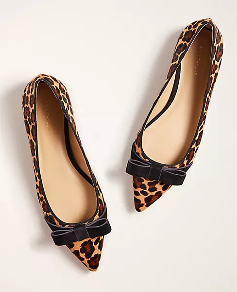 Patricia Leopard Print Haircalf Bow Flats | Ann Taylor (US)