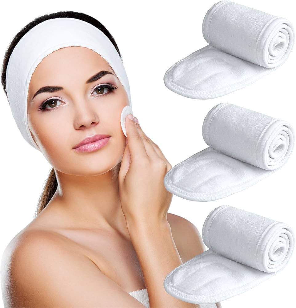 Denfany Spa Headband 3 Pack Ultra Soft Adjustable Face Wash Headband Terry Cloth Stretch Make Up ... | Amazon (US)