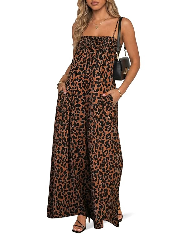 Wenrine Womens Polka Dot Maxi Dress Spaghetti Strap Long Summer Dresses | Polkadot, Sleeveless, S... | Amazon (US)