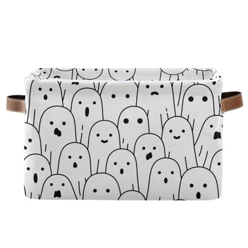 xigua Halloween Ghost Storage Basket Durable Canvas Storage Bins with Handles Large Collapsible Storage Bins Boxes for Shelves,Home Office,Toys,Closet & Laundry- 1PCS | Amazon (US)
