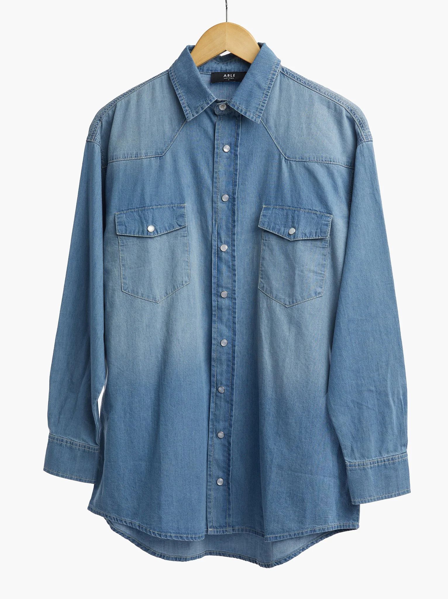 April Oversized Western Shirt - 

  
    

    $90or 4  payments of $22.50 by  ⓘ | ABLE