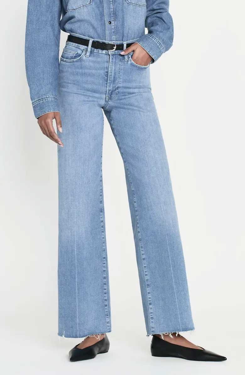 Le Slim Raw Fray Hem Palazzo Jeans | Nordstrom