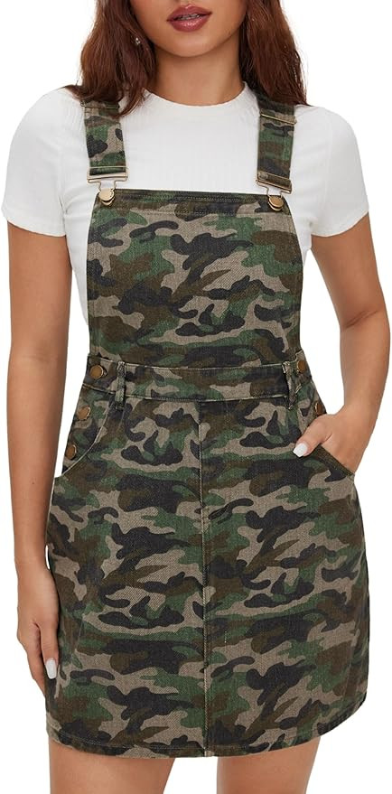 CIDER Denim Overall Dress for Women Jean Dress Sleeveless Mini Dresses with Pockets Adjustable St... | Amazon (US)