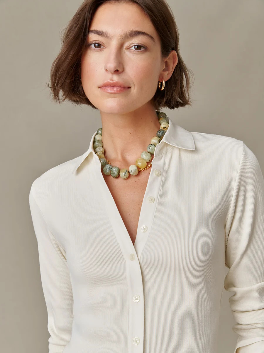 Ivory Solid Theodora Shirt | Women's Tops | J.McLaughlin | J.McLaughlin