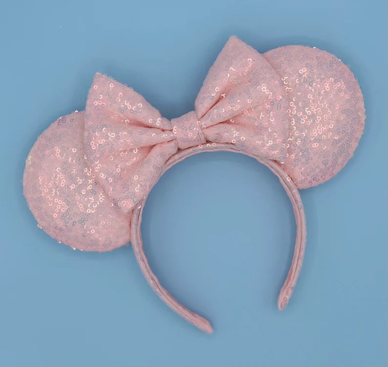 MADE TO ORDER Light Pink Iridescent Sequin Ears | Headband Mouse Ears | Castle Ears | Princess Mo... | Etsy (US)