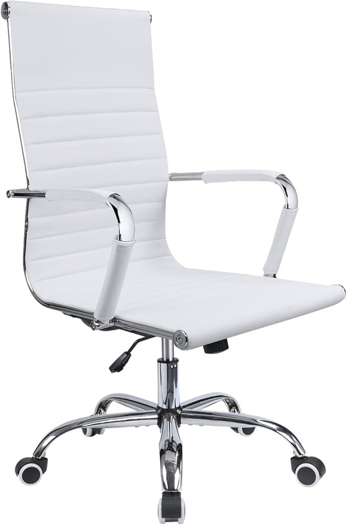 Devoko Office Desk Chair Mid Back Leather Height Adjustable Swivel Ribbed Chairs Ergonomic Execut... | Amazon (US)