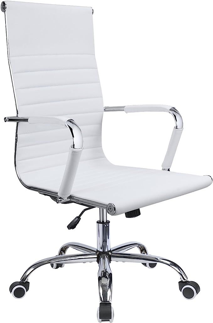 Devoko Office Desk Chair Mid Back Leather Height Adjustable Swivel Ribbed Chairs Ergonomic Execut... | Amazon (US)