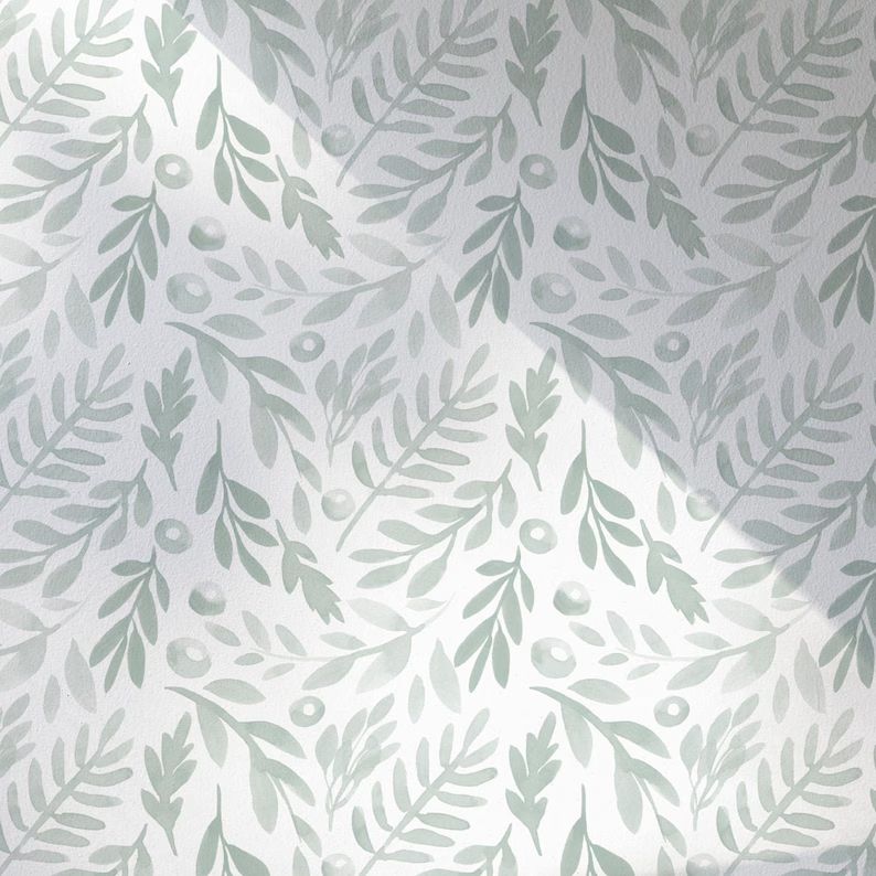 Light Sage Watercolor Floral Wallpaper. Modern Minimal - Etsy | Etsy (US)