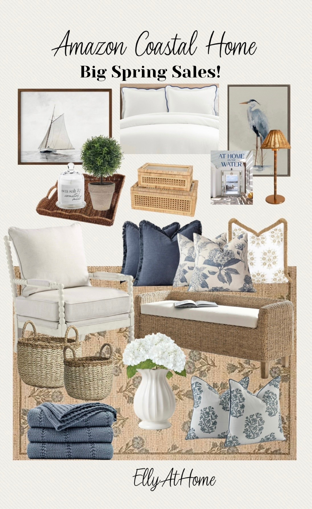 Big Spring Sales! Amazon coastal home styling. Shop rug, accent chairs, bench, artwork, vase, florals, throw pillows, blankets, tray, candle and more home decor accessories. 

#LTKHome #LTKSaleAlert