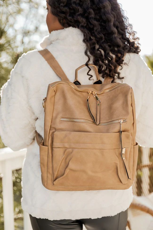 Weekend Rush Taupe Backpack | Pink Lily