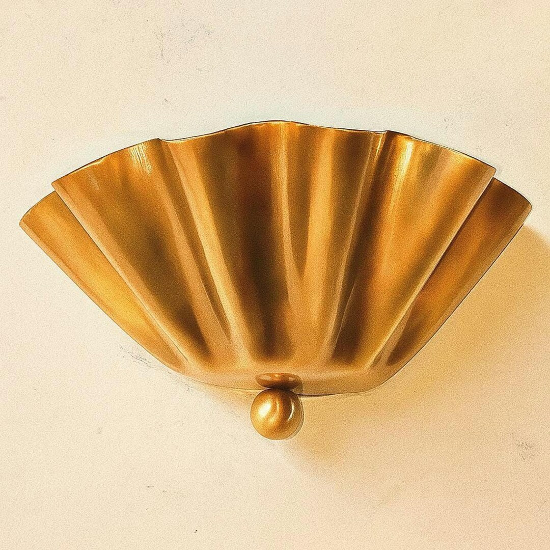 Mid-Century Modern Raw Brass Wall Sconce: Half Flower Rising Sun Design | Etsy (US)