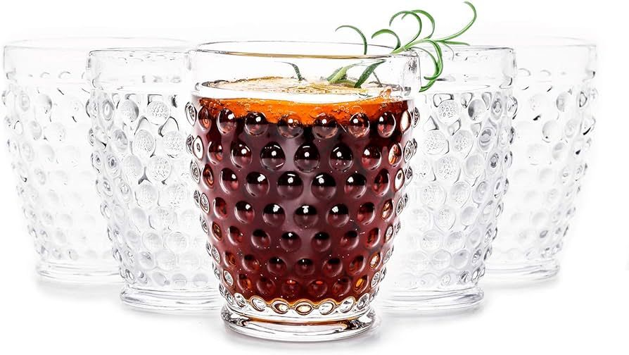 Clear Hobnail Glasses Tumbler - Old Fashioned Vintage Drinking Glasses Sets - for Refreshments, S... | Amazon (US)