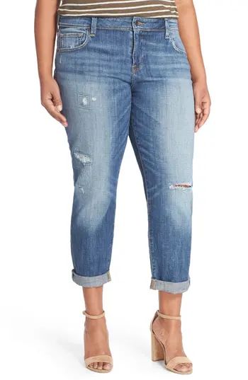 Plus Size Women's Lucky Brand Reese Distressed Boyfriend Jeans, Size 14W - Blue | Nordstrom