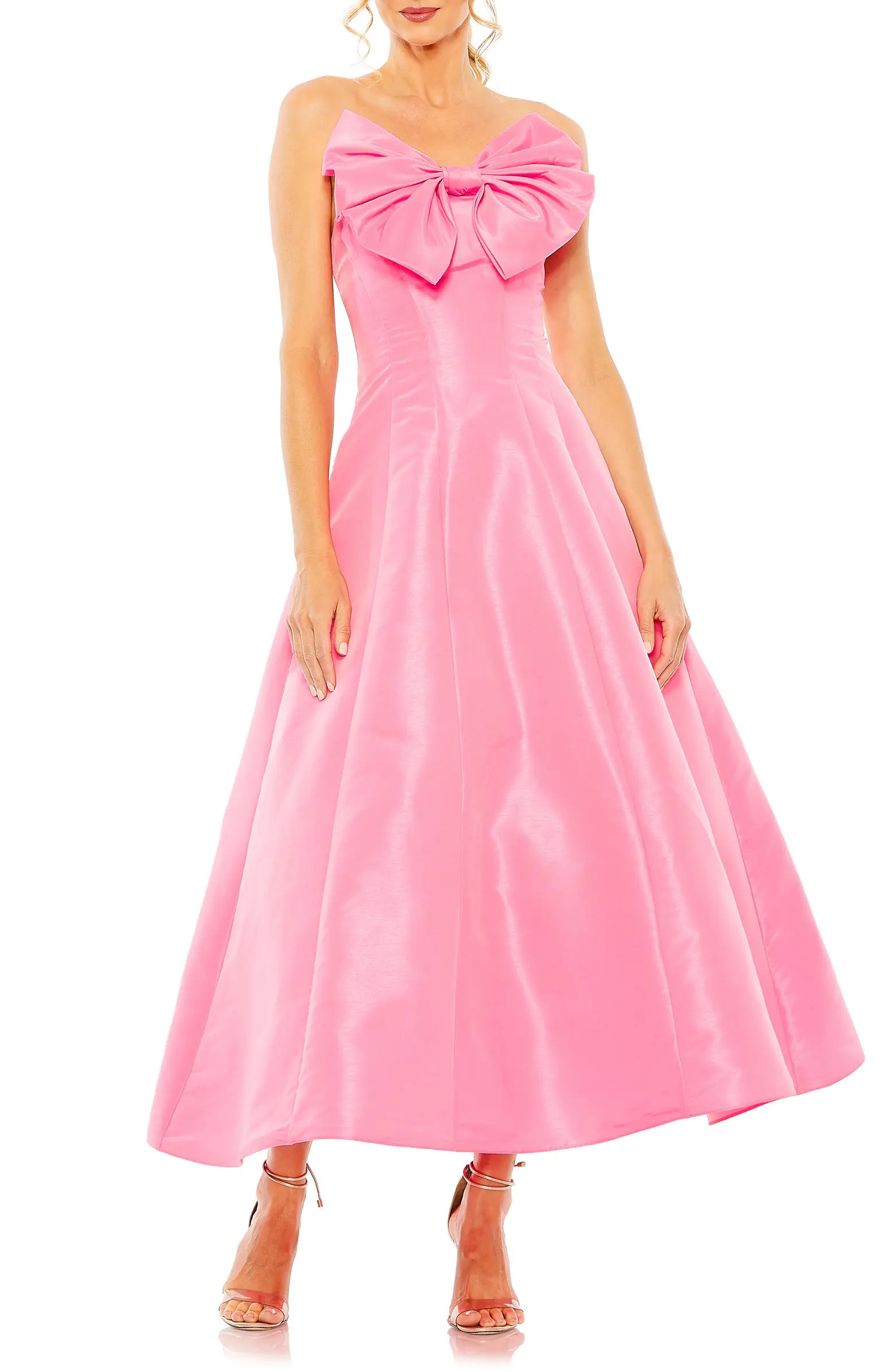 Bow Front Strapless Taffeta A-Line Gown | Nordstrom