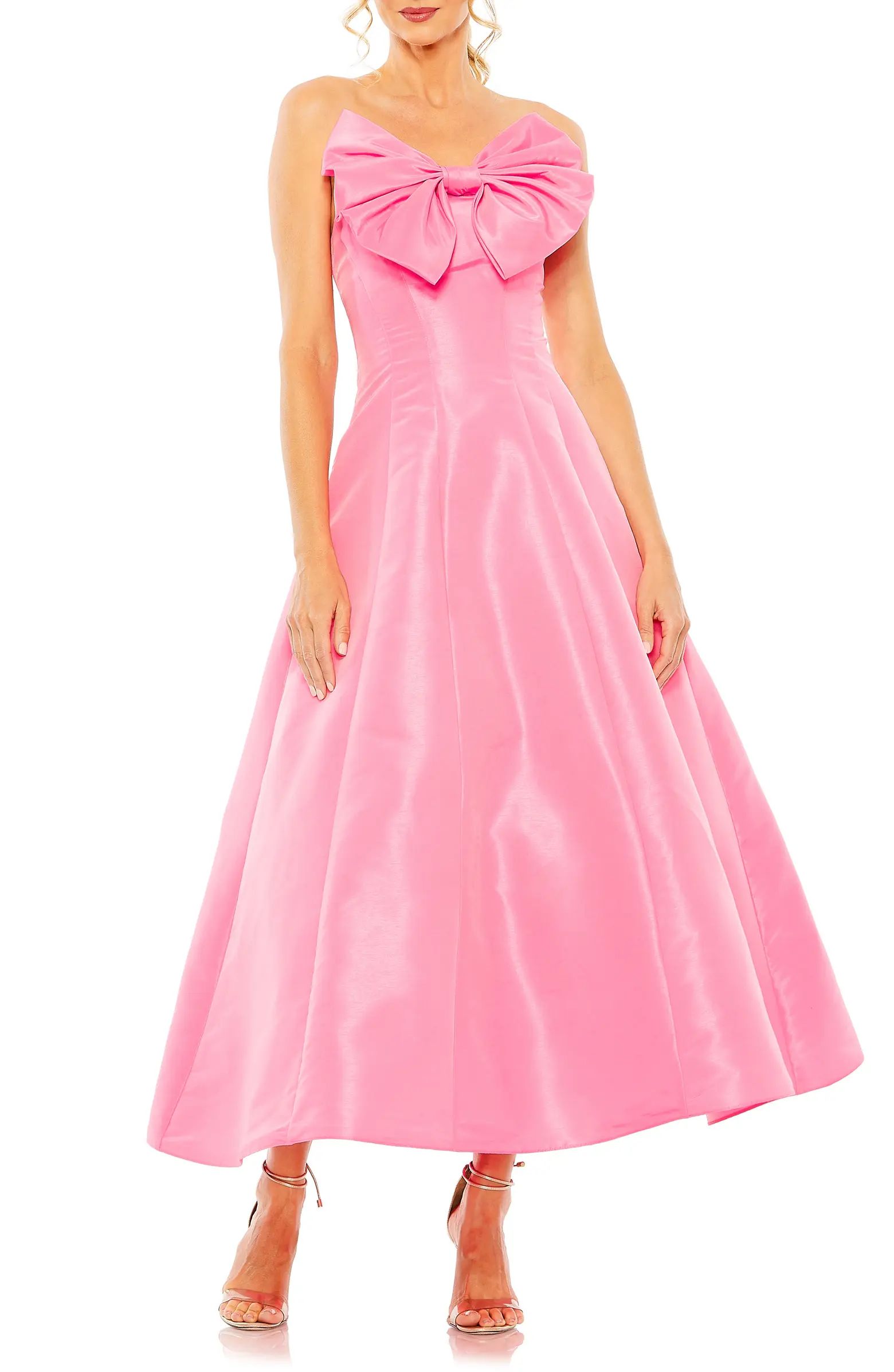 Bow Front Strapless Taffeta A-Line Gown | Nordstrom
