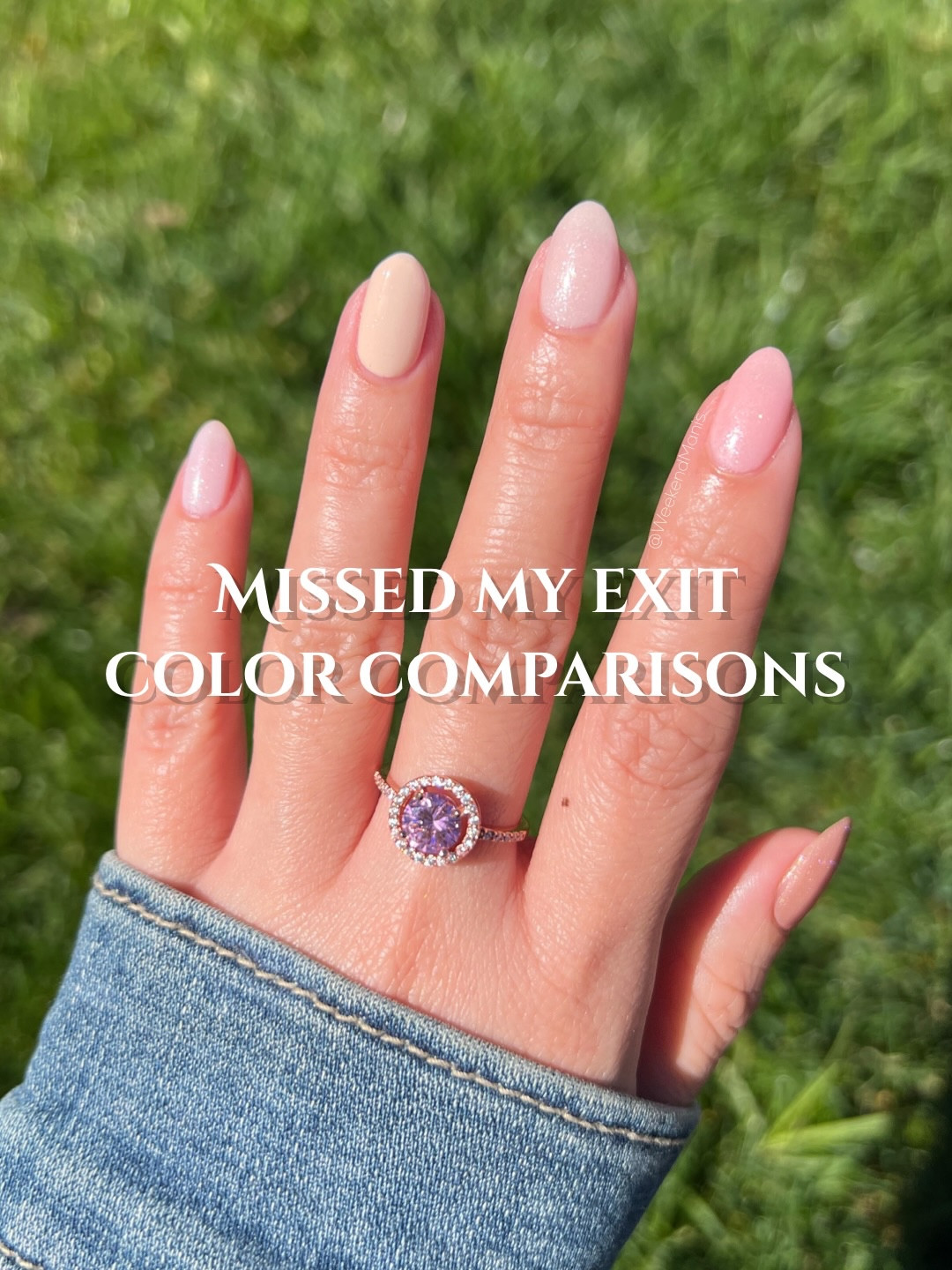 Missed My Exit - Free Gift with Purchase of Mani Systems ✨ 

So pretty! This sheer shimmery blush gives me Soft Tint (builder gel) vibes. Loved it so much I have painted it 3x already. Very forgiving to paint and you can paint one coat for a light wash of color, or build up to more opacity with 2-3 coats.

Missed My Exit color comps:
Pinky: First Date
Ring: cold foam pls
Middle: Missed My Exit
Index: Presents Are My Olive You
Thumb: Cookie Swap

Are you into shimmery polishes? 🪩

If you found this helpful, I would really appreciate it if you started your shopping with my ShopMy link!
You can find it in my bio or you’re always welcome to DM me too 🫶