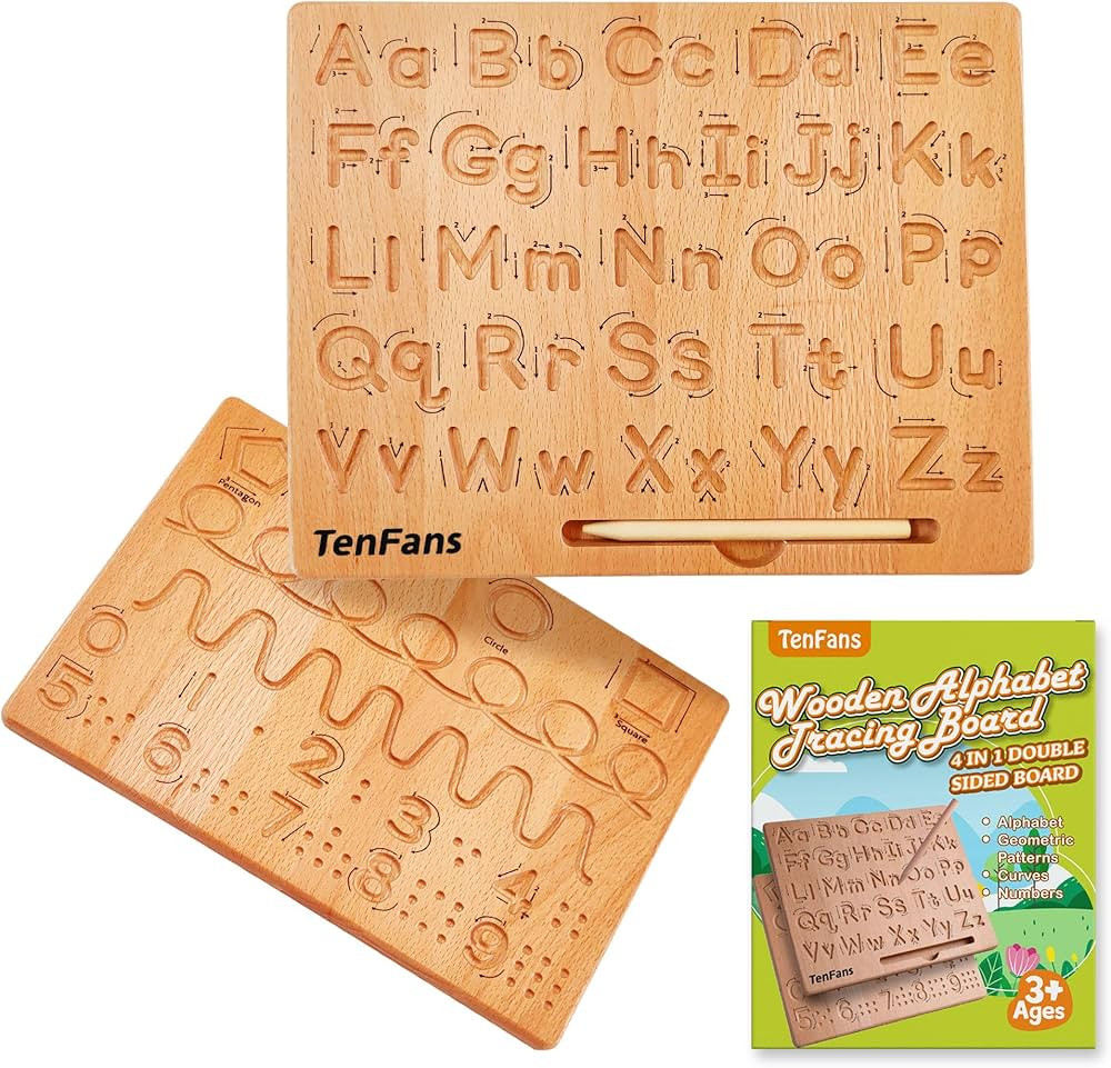 TanFans Wooden Alphabet Tracing Board - Montessori Educational Toy for Preschool - Fine Motor Ski... | Amazon (US)