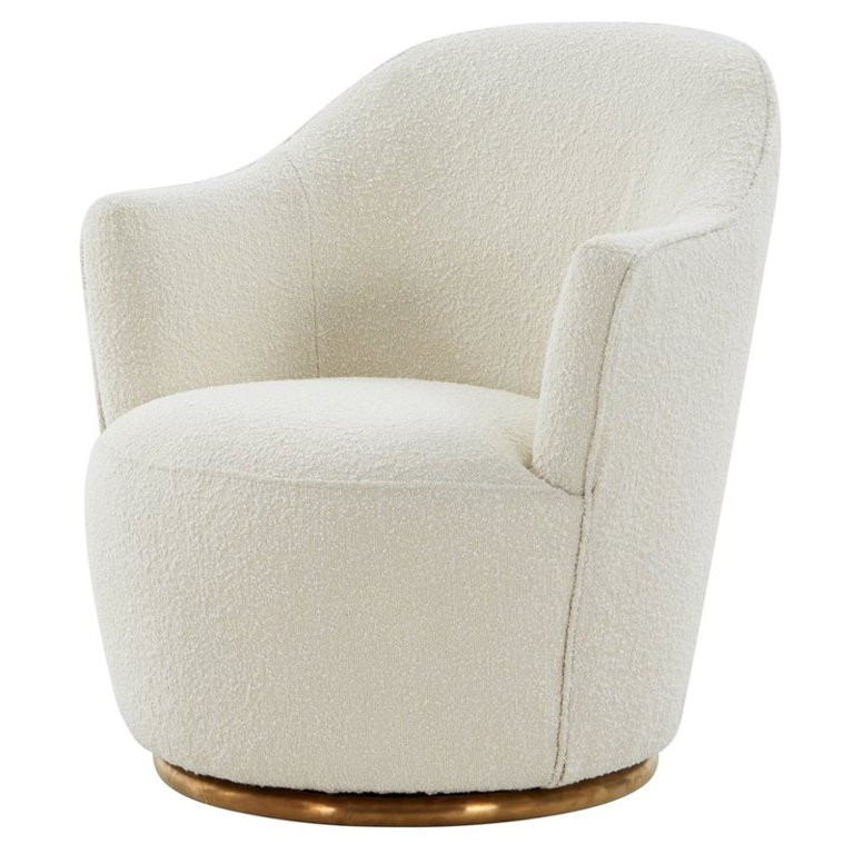 Modrest Vera Modern Sherpa Fabric & Metal Swivel Accent Chair in White | Walmart (US)