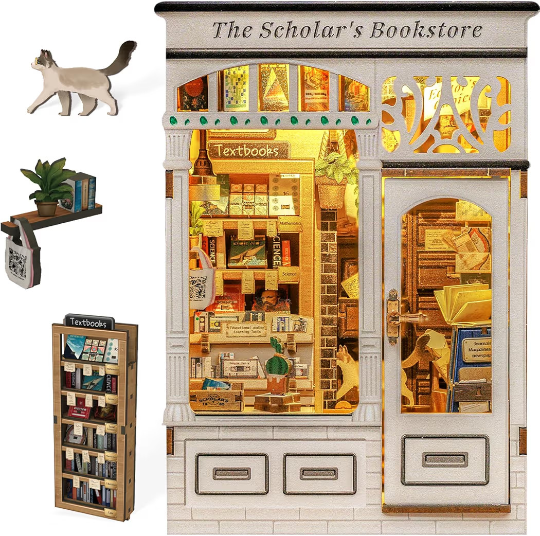 Fsolis Book Nook Kit - DIY Miniature Dollhouse Kit 3D Puzzles for Adults Tiny House Mini Booknook... | Amazon (US)