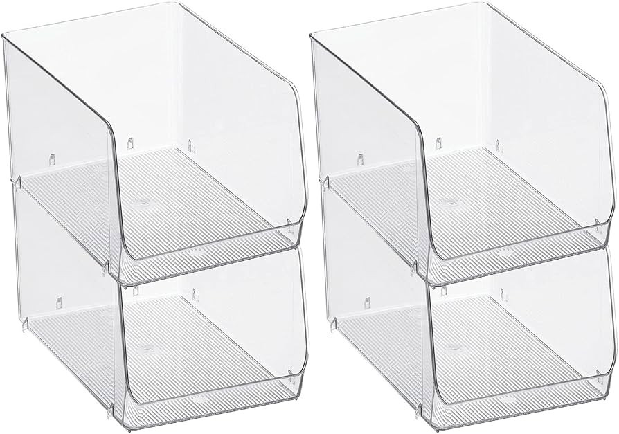 mDesign Stackable Plastic Food Storage Organizer Bin Basket with Open Front for Household Kitchen... | Amazon (US)