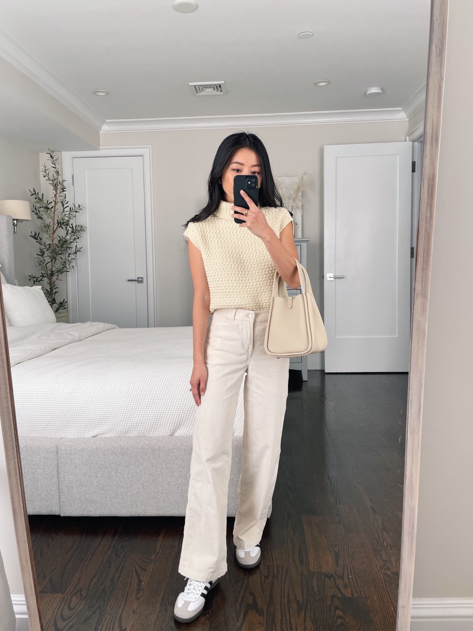 Madewell has a big sale from 1/12 - 1/17! Use code NEWYEAR 

I’m 5 feet tall and these pants actually work great with flats 

• trying on: Madewell textured turtleneck sweater vest size xxs. Love the texture, and the cap sleeve. as expected from reviews the neckline is thick so I just folded it inward twice 

• Emmet 2.0 Wide-Leg pants size 24 petite. These are so petite friendly! Petite 24 has a 26.5” inseam and 9.5” rise , the inseam increased a tad with size. Linked some better stocked colors with the same fit. 

Works on me full length with flats and sneakers , almost a little too short for non-flats on me.

• Adidas Sambas men's size 4 = women's 5/5.5

• Songmont bag 

@madewell #madewell #madewellpartner #ad 
#petite madewell winter white outfits 

#LTKworkwear #LTKSeasonal