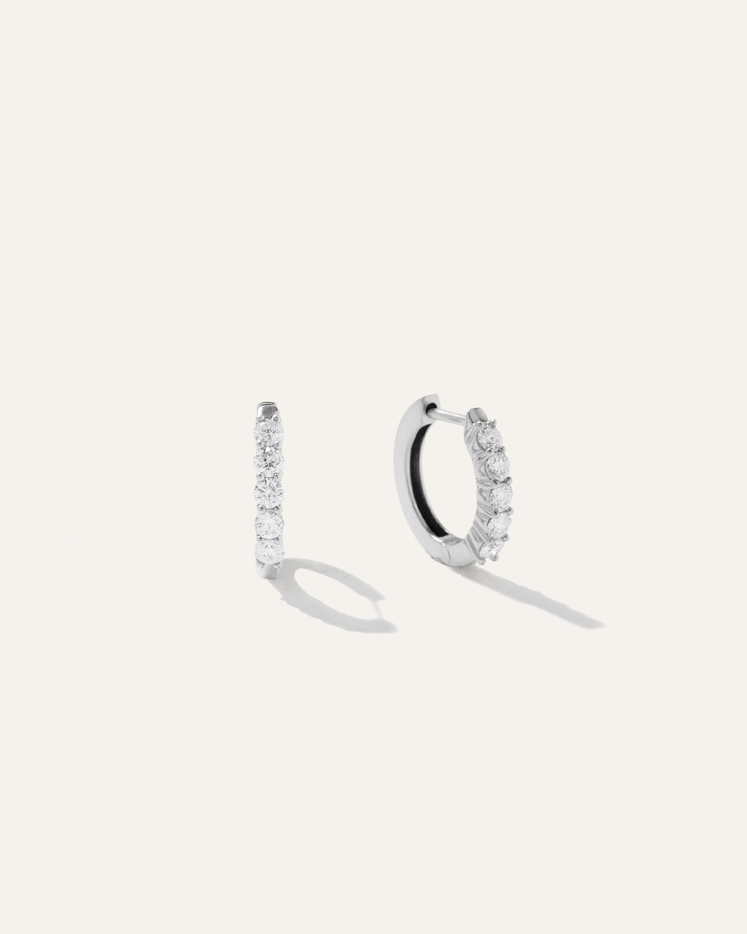 Quince | Women's 14K Gold Diamond Classic Huggie Hoop Earrings in White Gold | Quince