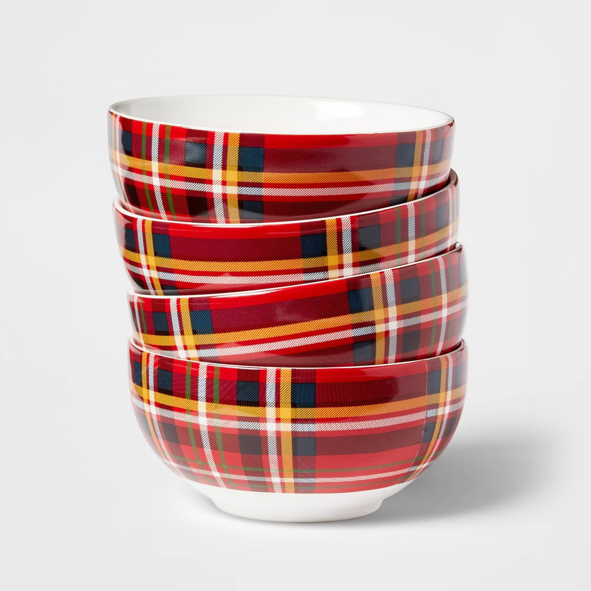 16oz 4pk Porcelain Plaid Bowls - Threshold™ | Target