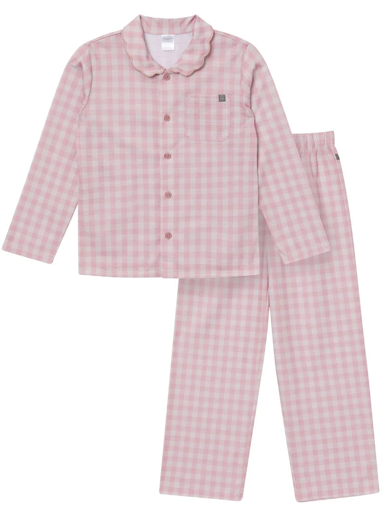 Modern Moments by Gerber Girl Coat Scalloped Collar Pajama Set, 2-Piece, Sizes 6 - 12 Kids | Walmart (US)