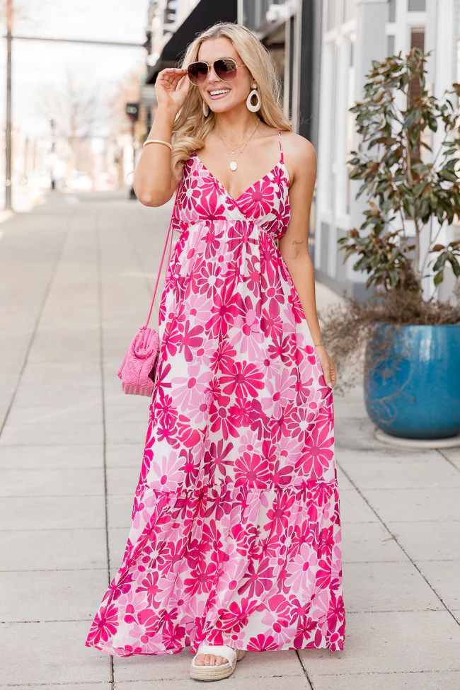 To Good To Be True Pink Retro Printed Maxi Dress   FINAL SALE | Pink Lily