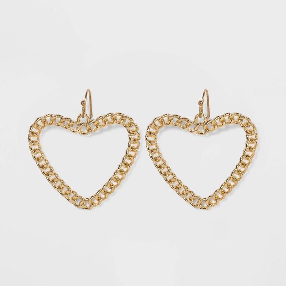 Chain Heart Drop Earrings - Wild Fable™ Gold | Target