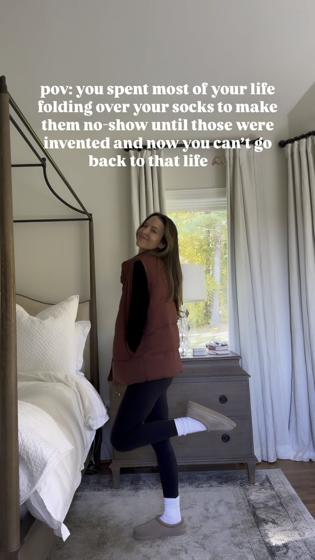 Easy millennial mom outfit with oversized vest, leggings and Uggs! Also linking my favorite pack of socks that are so cozy for fall and winter! 

#LTKFindsUnder50 #LTKSeasonal