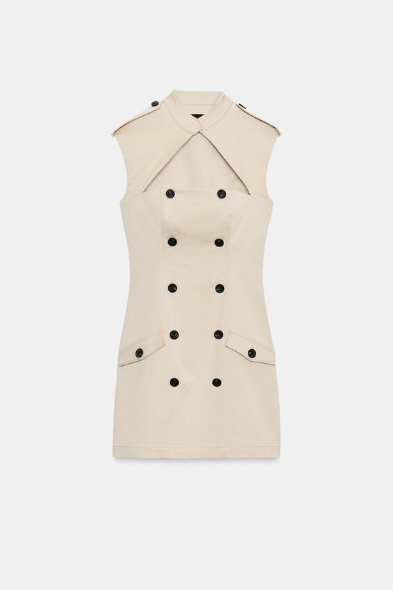 Zara - Trench Mini Dress With Slit - Beige - Xl - Woman | Zara US